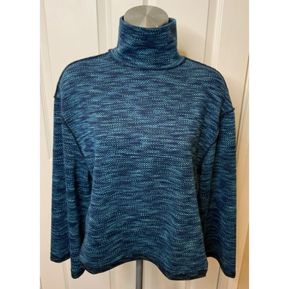 We The Free Free People Blue Speckled Long Sleeve Mock Neck Top, Size XS